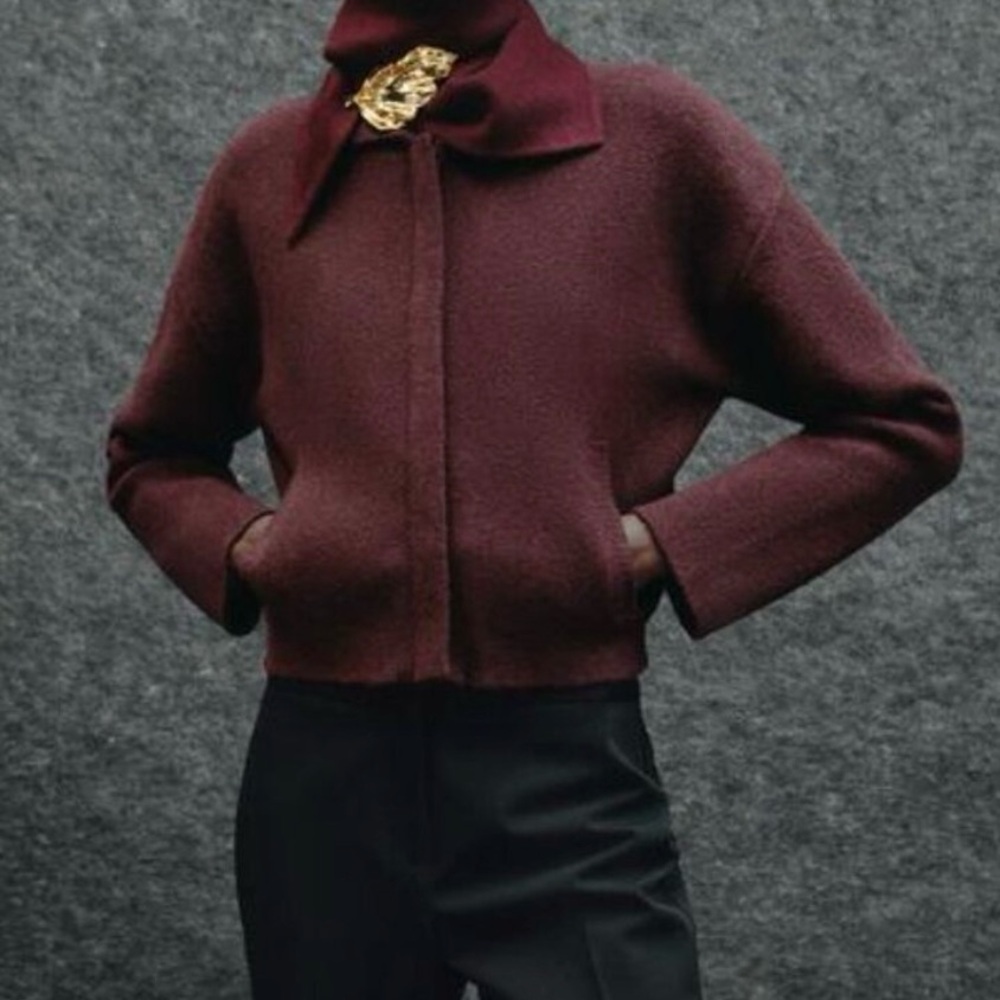 Zara Plain Knit Bomber Jacket